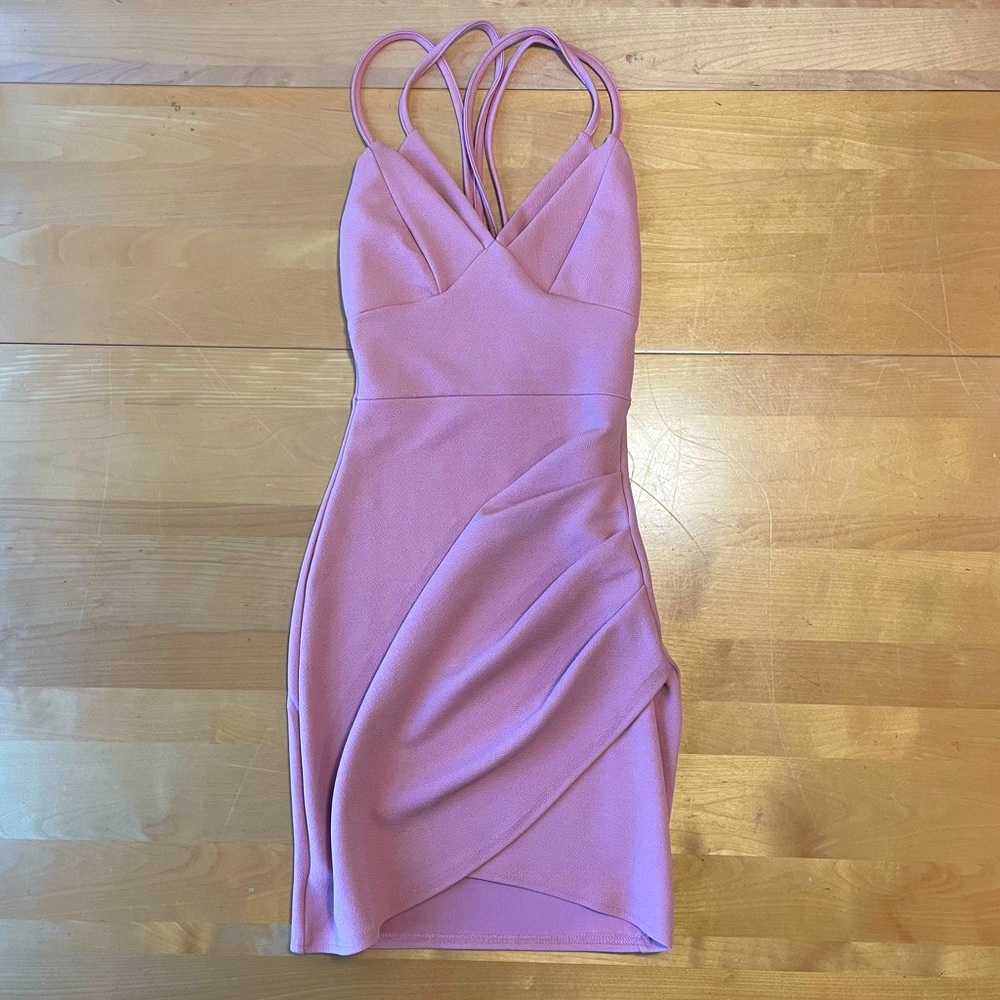 PrettyLittleThing Mauve Strappy Back Mini Dress Size 0